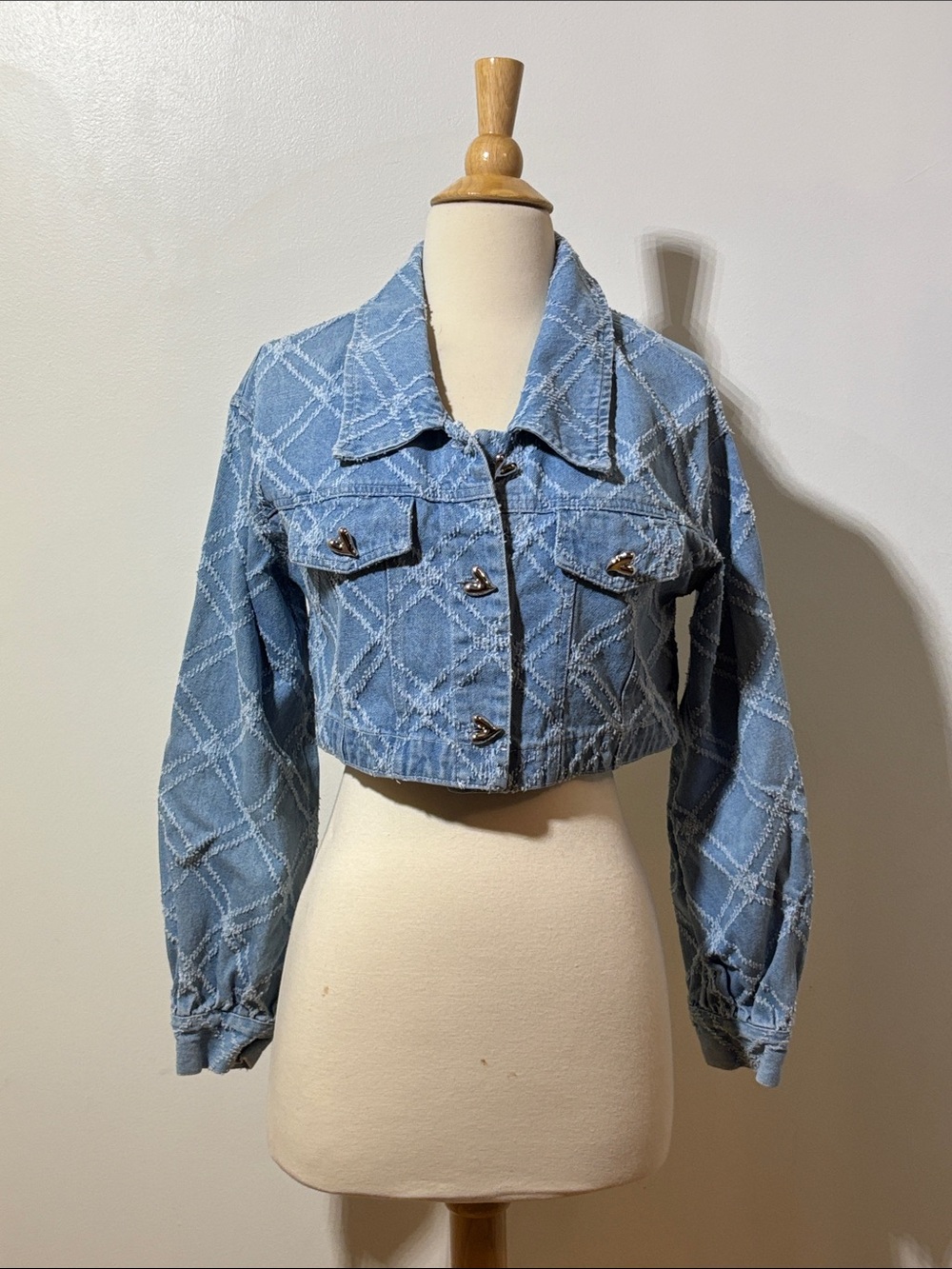 Eggka Asian Cropped Light‎ Blue Denim Jacket
